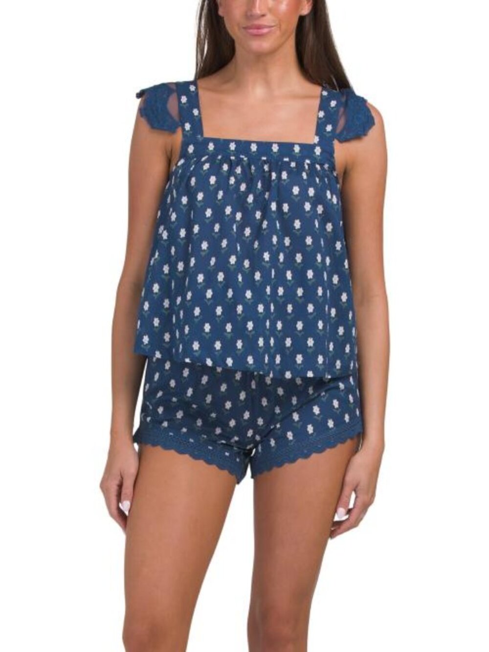 SAATVIK 2pc Midnight Bloom Lace Top And Shorts Set